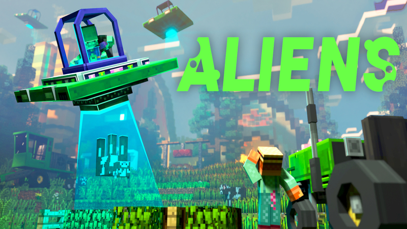 Cover art for the aliens map, depicting a spaceship abducting some cows.